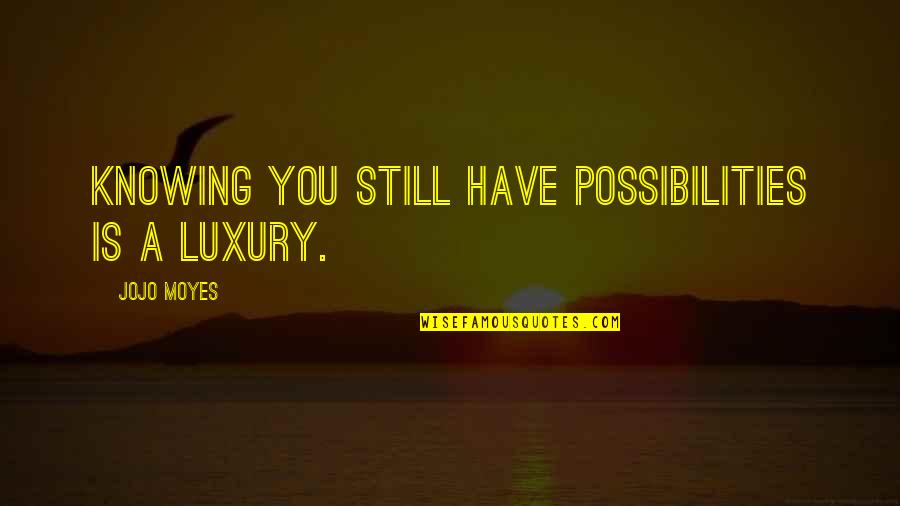 Slatternly Quotes By Jojo Moyes: Knowing you still have possibilities is a luxury.