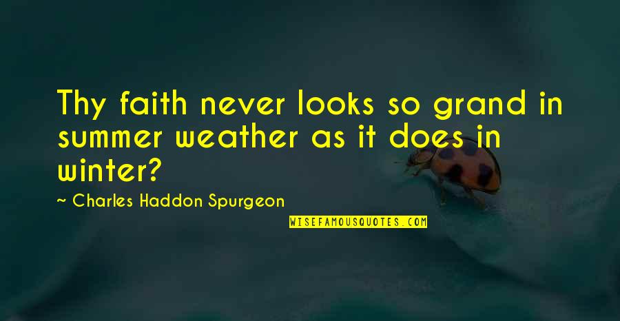 Slaveowner Quotes By Charles Haddon Spurgeon: Thy faith never looks so grand in summer