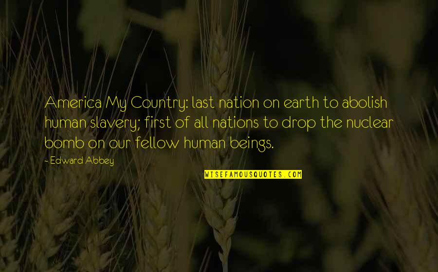 Slavery In America Quotes By Edward Abbey: America My Country: last nation on earth to