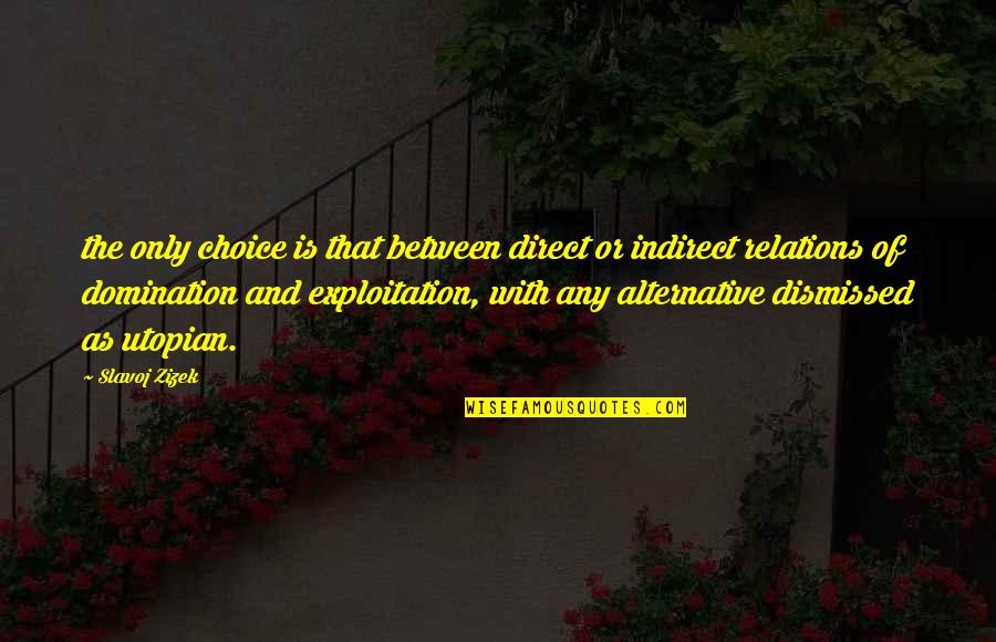 Slavoj Quotes By Slavoj Zizek: the only choice is that between direct or