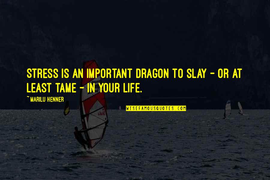 Slay The Dragon Quotes By Marilu Henner: Stress is an important dragon to slay -