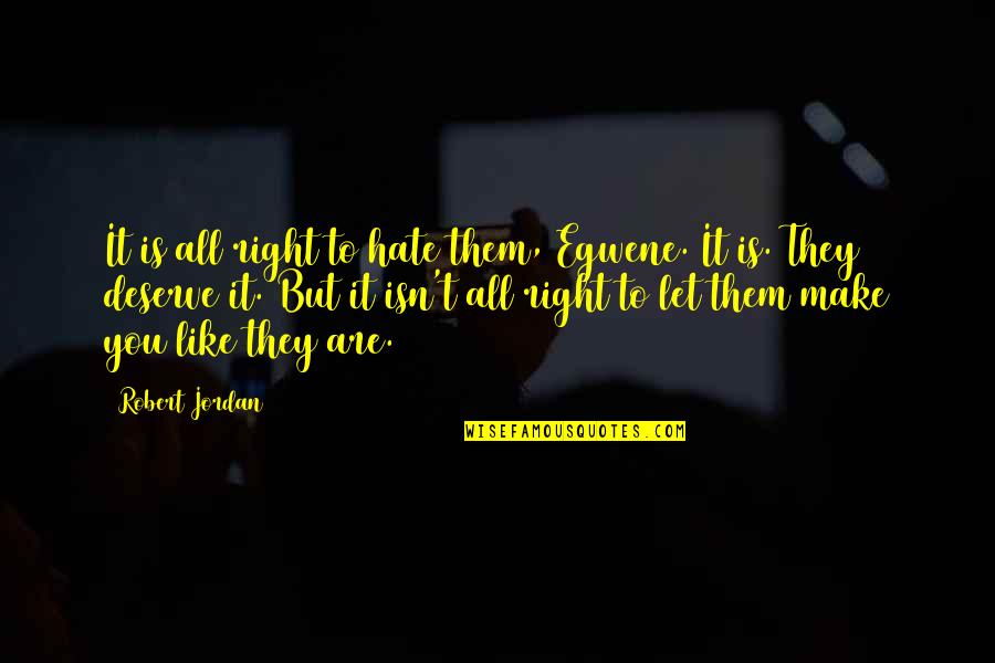 Sledderz Quotes By Robert Jordan: It is all right to hate them, Egwene.