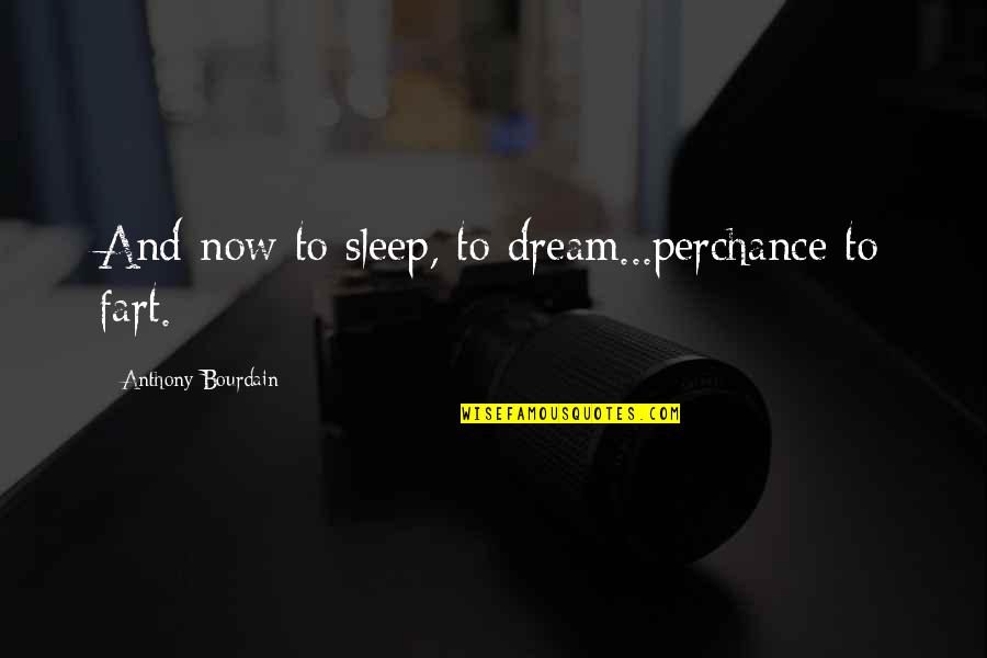 Sleep And Dream Quotes By Anthony Bourdain: And now to sleep, to dream...perchance to fart.