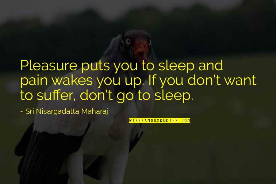Sleep And Pain Quotes By Sri Nisargadatta Maharaj: Pleasure puts you to sleep and pain wakes