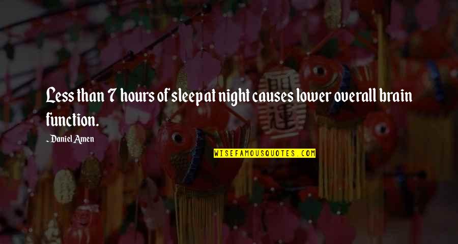 Sleep Health Quotes By Daniel Amen: Less than 7 hours of sleep at night