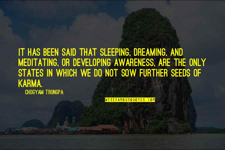 Sleeping And Dreaming Quotes By Chogyam Trungpa: It has been said that sleeping, dreaming, and