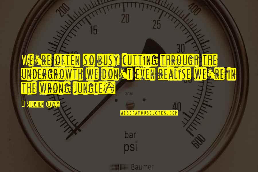 Sleeping In The Sun Quotes By Stephen Covey: We're often so busy cutting through the undergrowth Sleeping In The Sun Quotes By Stephen Covey: We're often so busy cutting through the undergrowth