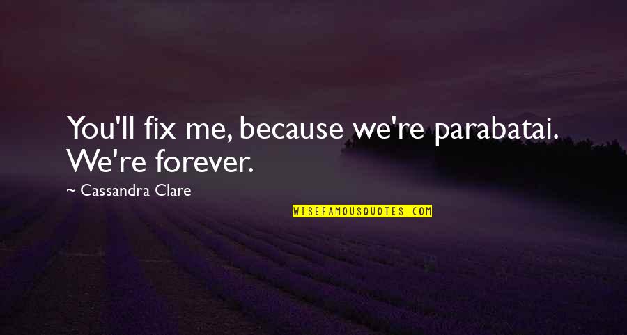 Sleeping On Your Lap Quotes By Cassandra Clare: You'll fix me, because we're parabatai. We're forever.