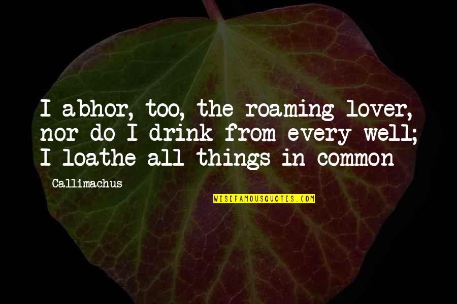 Sleeping Tablets Quotes By Callimachus: I abhor, too, the roaming lover, nor do