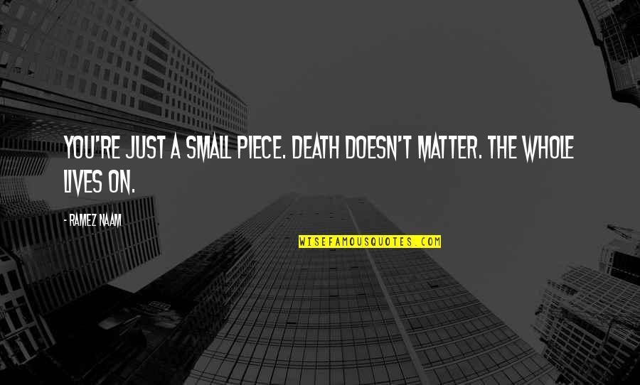 Sleeping Together Quotes By Ramez Naam: You're just a small piece. Death doesn't matter.