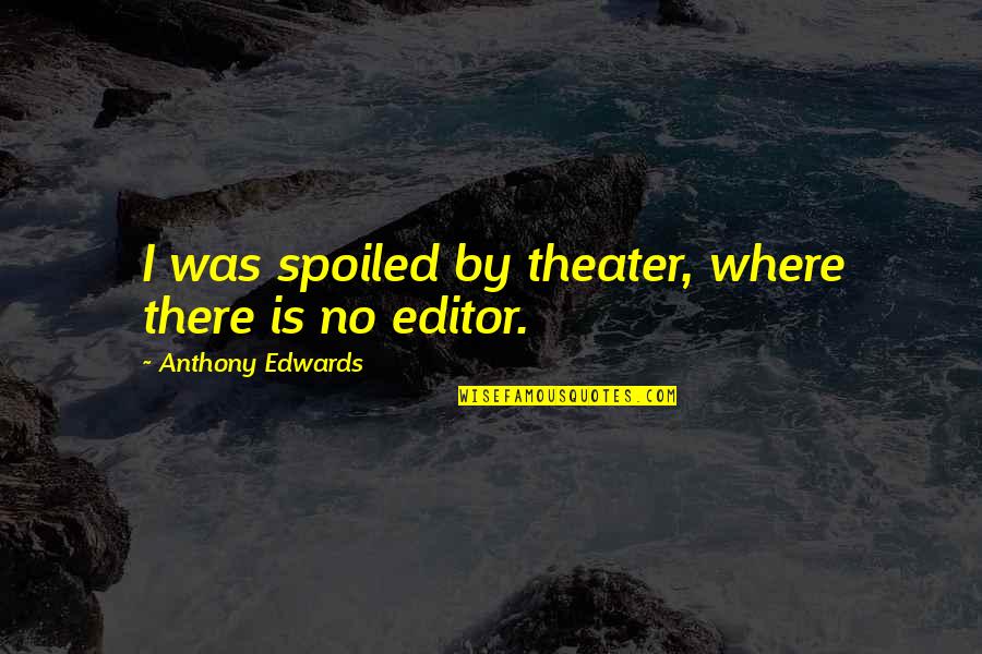 Sleeping Your Arms Quotes By Anthony Edwards: I was spoiled by theater, where there is Sleeping Your Arms Quotes By Anthony Edwards: I was spoiled by theater, where there is