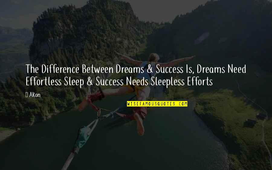 Sleepless Quotes By Akon: The Difference Between Dreams & Success Is, Dreams Sleepless Quotes By Akon: The Difference Between Dreams & Success Is, Dreams
