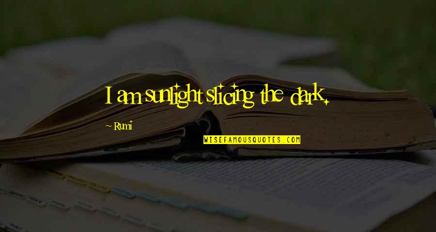 Slicing Quotes By Rumi: I am sunlight slicing the dark.