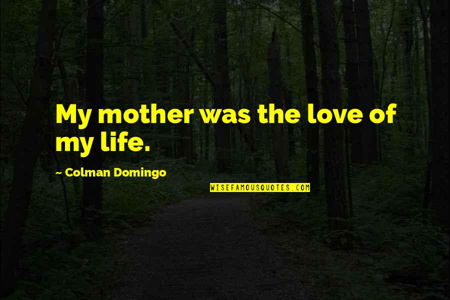 Slidon Quotes By Colman Domingo: My mother was the love of my life. Slidon Quotes By Colman Domingo: My mother was the love of my life.