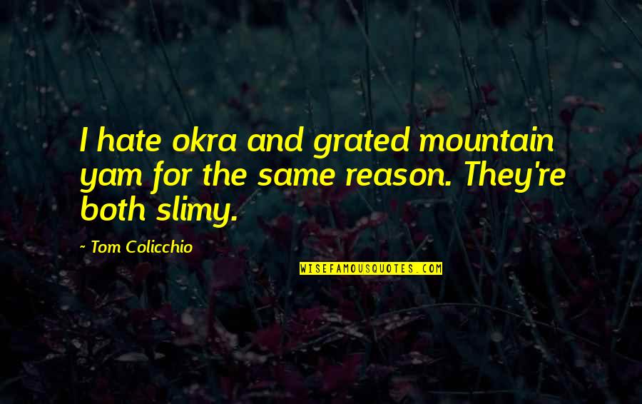 Slimy Quotes By Tom Colicchio: I hate okra and grated mountain yam for