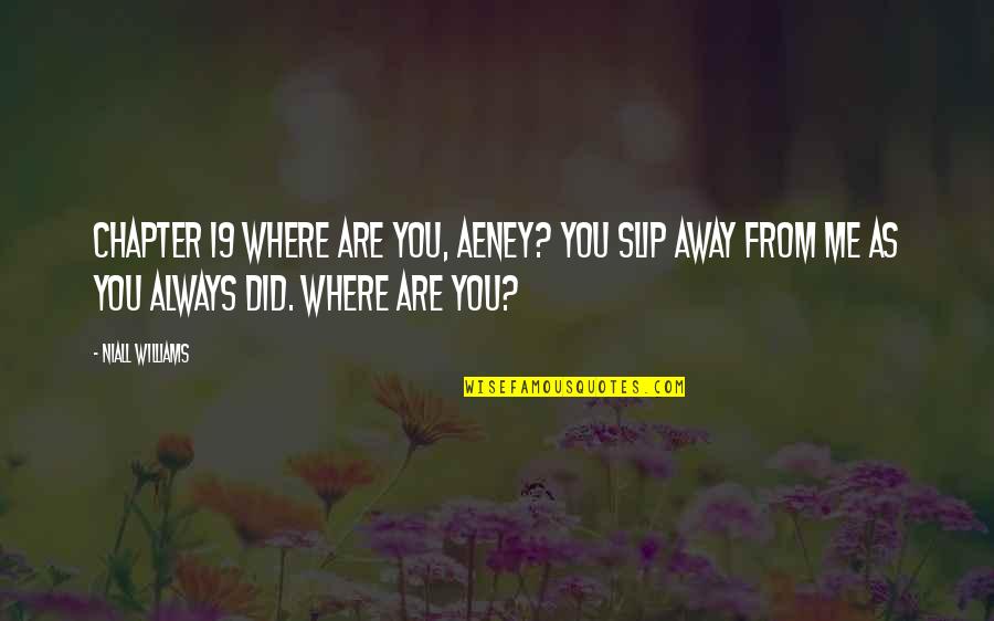 Slip Away Quotes By Niall Williams: Chapter 19 Where are you, Aeney? You slip