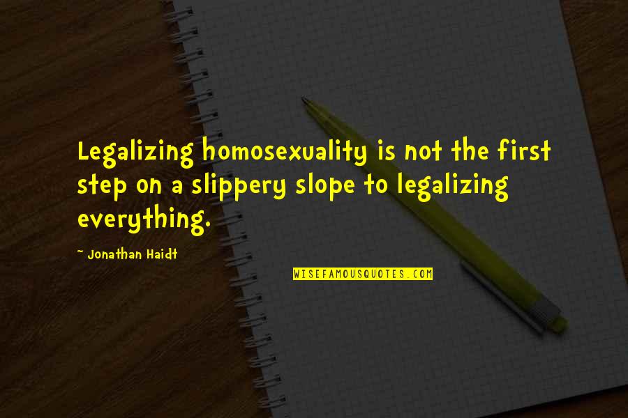 Slippery Slope Quotes By Jonathan Haidt: Legalizing homosexuality is not the first step on Slippery Slope Quotes By Jonathan Haidt: Legalizing homosexuality is not the first step on