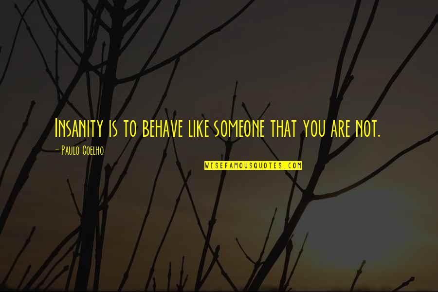 Slithery Quotes By Paulo Coelho: Insanity is to behave like someone that you