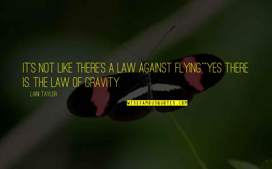 Slitwise Quotes By Laini Taylor: It's not like there's a law against flying.""Yes
