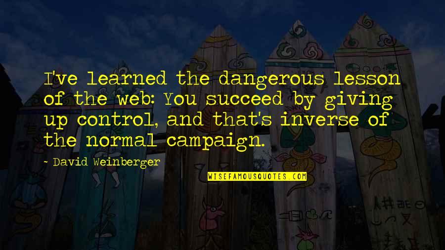 Slizzard Quotes By David Weinberger: I've learned the dangerous lesson of the web: