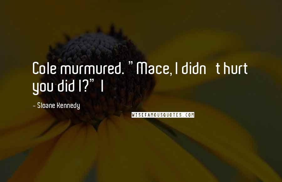 Sloane Kennedy quotes: Cole murmured. "Mace, I didn't hurt you did I?" I