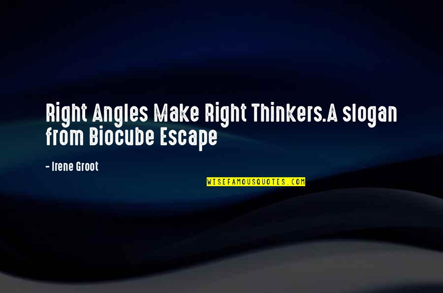 Slogan Quotes By Irene Groot: Right Angles Make Right Thinkers.A slogan from Biocube