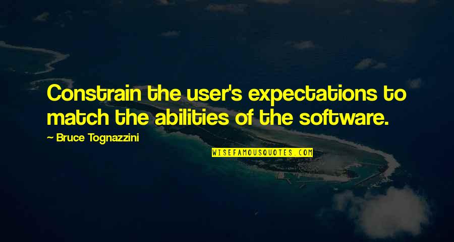 Sloniker And Woodgate Quotes By Bruce Tognazzini: Constrain the user's expectations to match the abilities