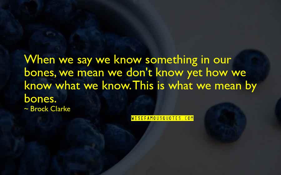Sloreta Quotes By Brock Clarke: When we say we know something in our