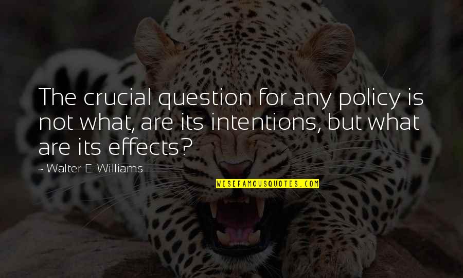 Sloshed Quotes By Walter E. Williams: The crucial question for any policy is not