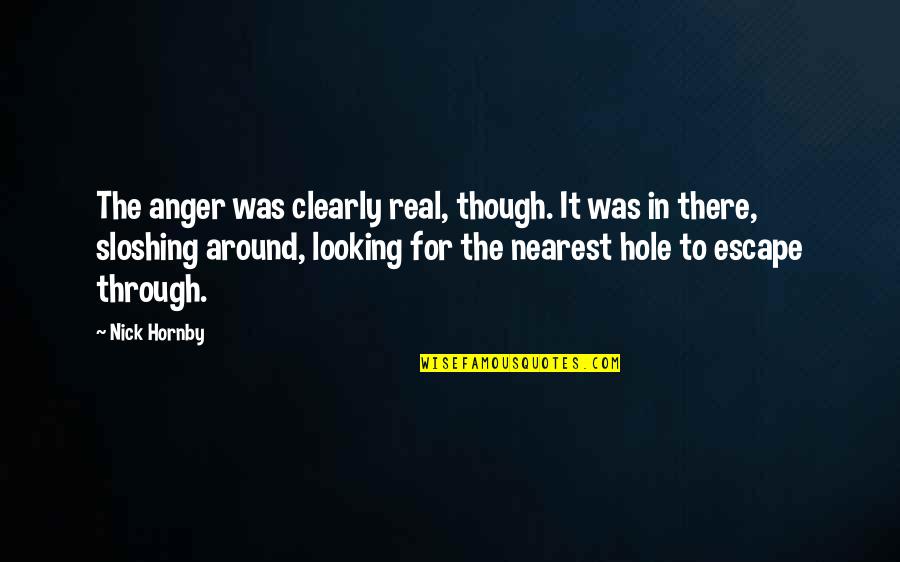 Sloshing Quotes By Nick Hornby: The anger was clearly real, though. It was