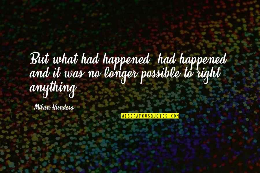 Slovenian Quotes By Milan Kundera: But what had happened, had happened, and it