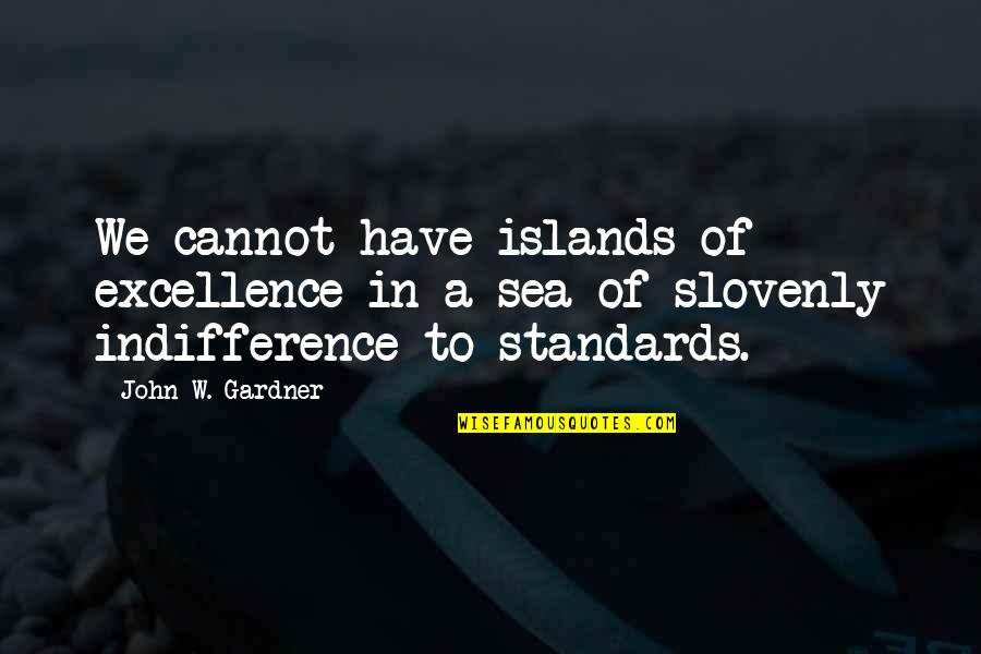 Slovenly Quotes By John W. Gardner: We cannot have islands of excellence in a