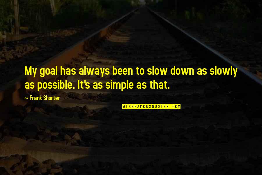 Slow As Quotes By Frank Shorter: My goal has always been to slow down