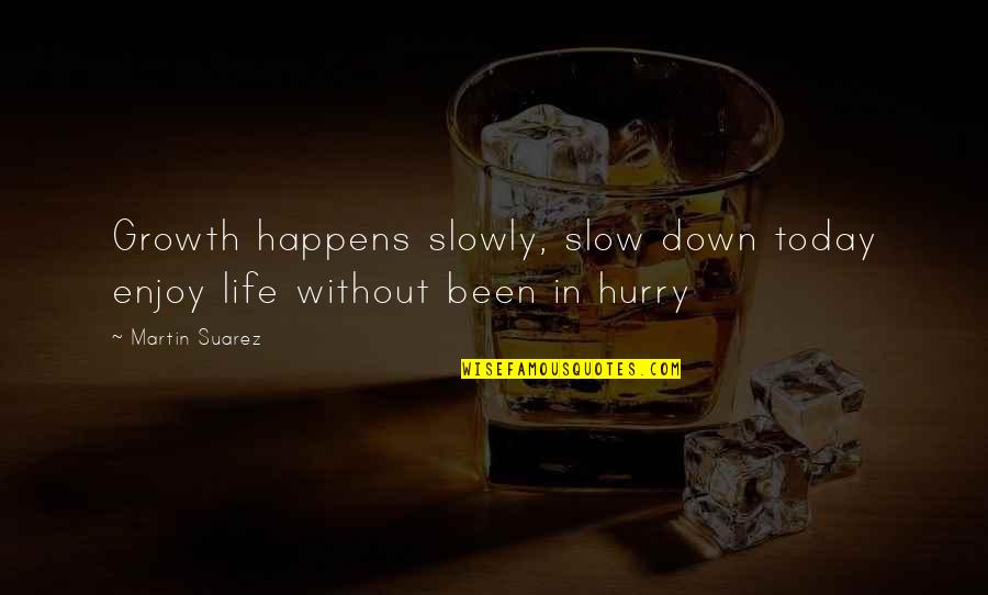 Slow Down Life Quotes By Martin Suarez: Growth happens slowly, slow down today enjoy life