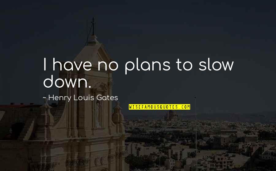 Slow Down Quotes By Henry Louis Gates: I have no plans to slow down.