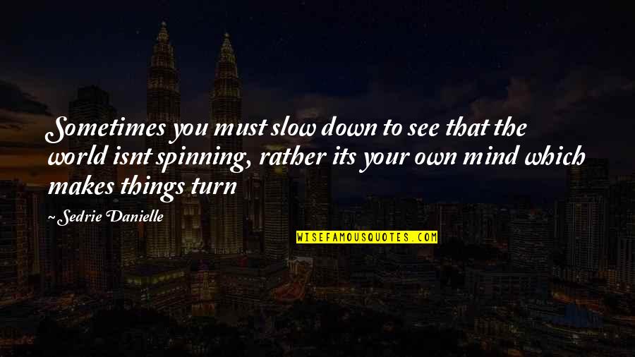Slow Down Quotes By Sedrie Danielle: Sometimes you must slow down to see that