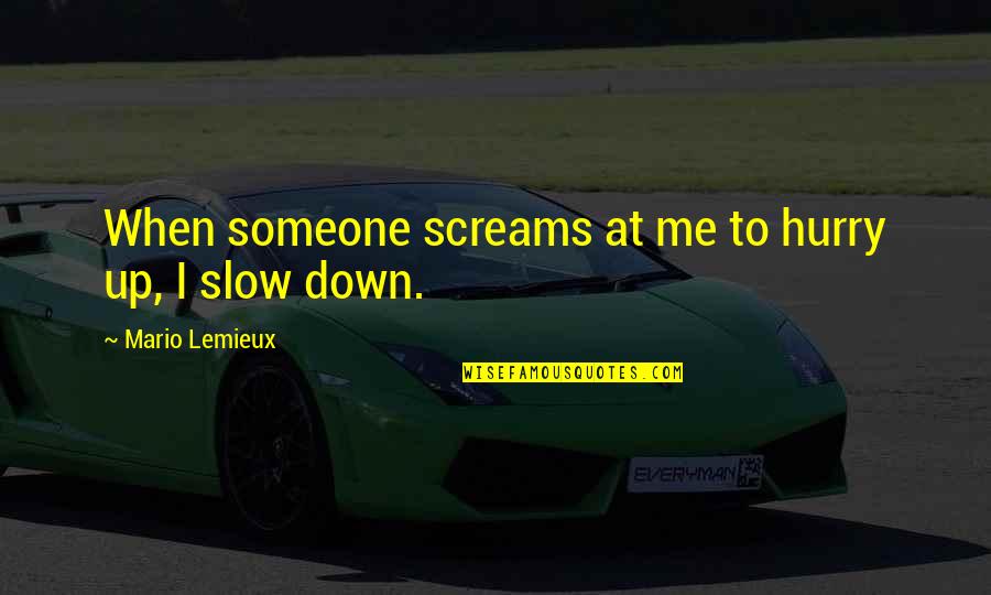 Slow Me Down Quotes By Mario Lemieux: When someone screams at me to hurry up,