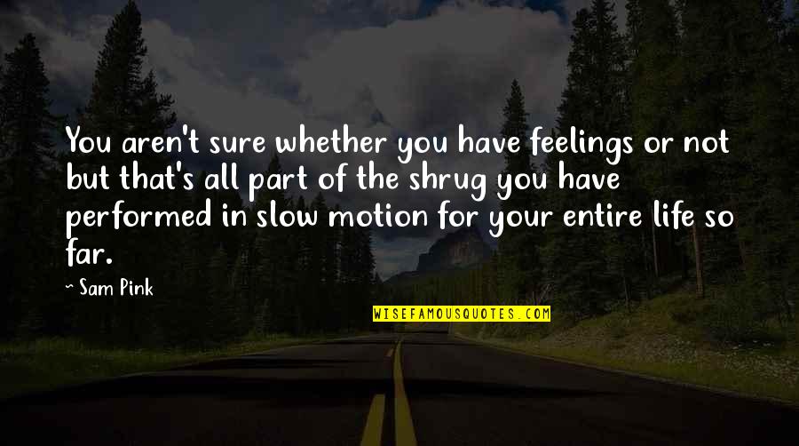 Slow Motion Quotes By Sam Pink: You aren't sure whether you have feelings or