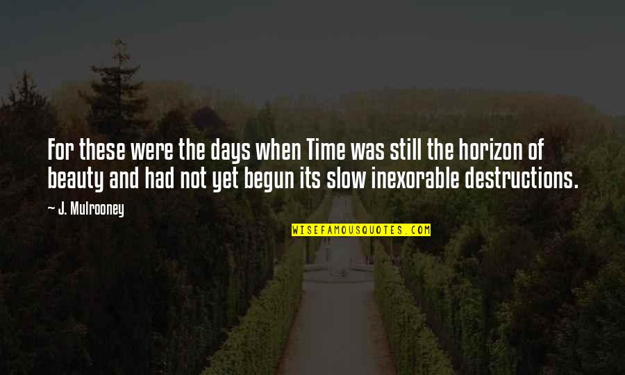 Slow Time Quotes By J. Mulrooney: For these were the days when Time was