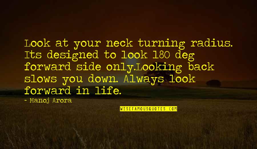 Slowing Down In Life Quotes By Manoj Arora: Look at your neck turning radius. Its designed