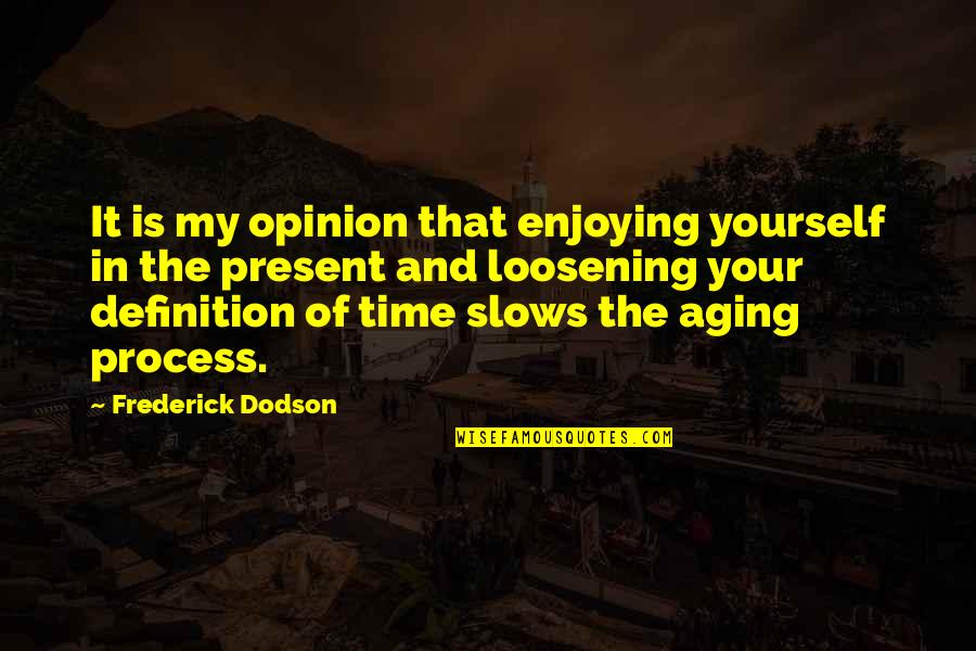 Slows Quotes By Frederick Dodson: It is my opinion that enjoying yourself in