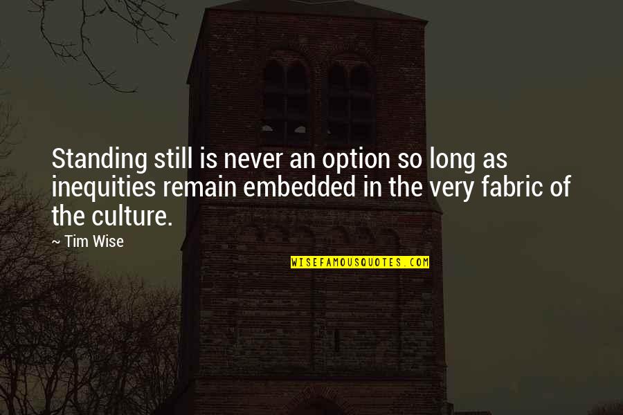 Sluis Winkels Quotes By Tim Wise: Standing still is never an option so long