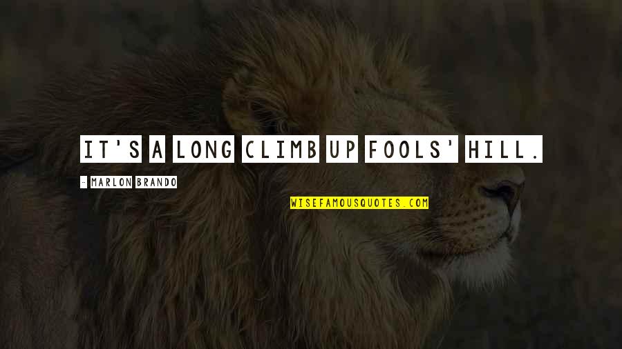Slumlord Kushner Quotes By Marlon Brando: It's a long climb up Fools' Hill.
