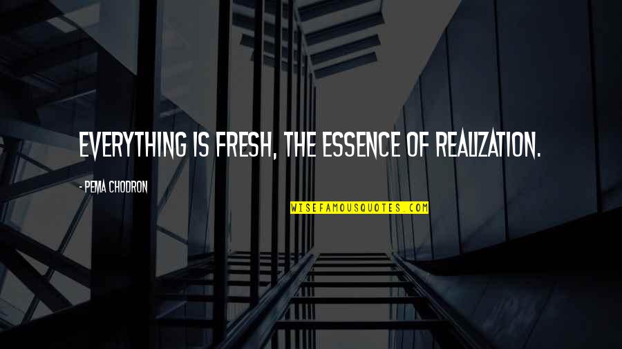 Slumlords Baltimore Quotes By Pema Chodron: Everything is fresh, the essence of realization. Slumlords Baltimore Quotes By Pema Chodron: Everything is fresh, the essence of realization.