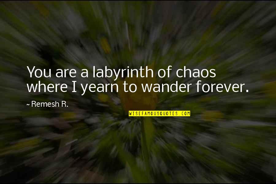 Sluta Quotes By Remesh R.: You are a labyrinth of chaos where I