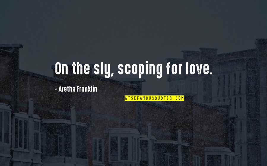 Sly Quotes By Aretha Franklin: On the sly, scoping for love.