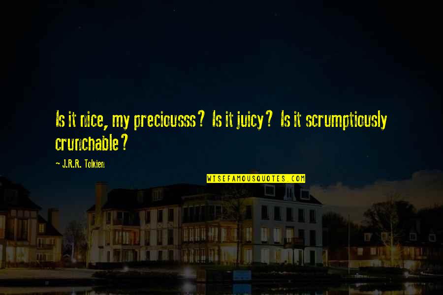 Sm Funny Quotes By J.R.R. Tolkien: Is it nice, my preciousss? Is it juicy?