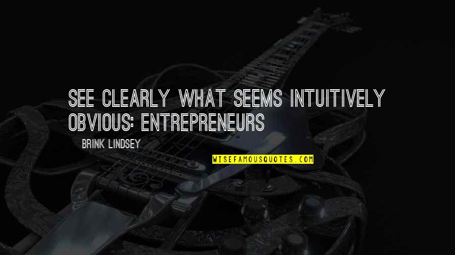 Smackys Quotes By Brink Lindsey: See clearly what seems intuitively obvious: entrepreneurs