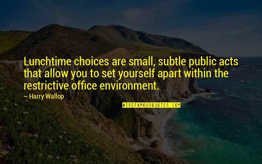 Small Acts Quotes By Harry Wallop: Lunchtime choices are small, subtle public acts that