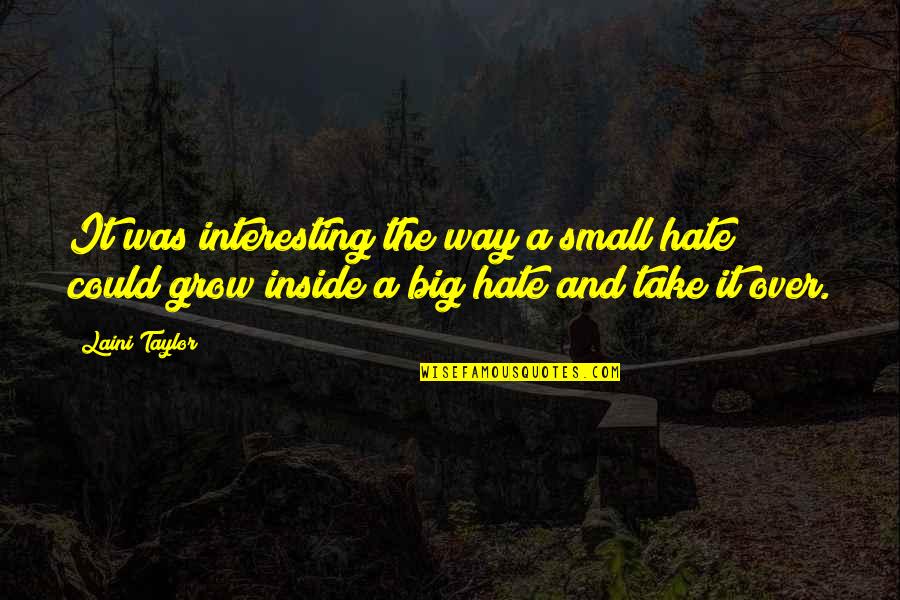 Small And Big Quotes By Laini Taylor: It was interesting the way a small hate